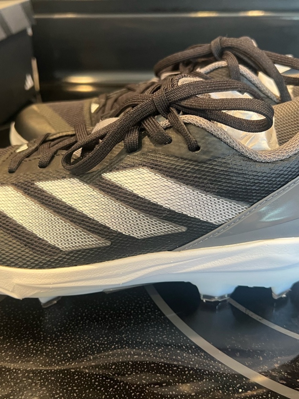 Adidas Adzero Black and White Women's/ girls Athletic Cleats Brand new